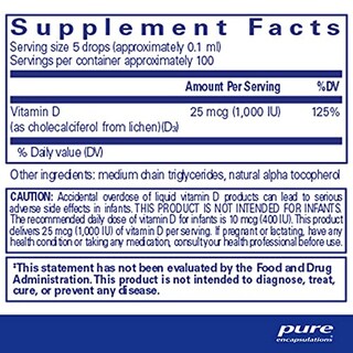 Foto 2 | Suplemento Líquido De Vitamina D3 De Pure Encapsulations, 8,8 Ml, Vegano - Venta Internacional.