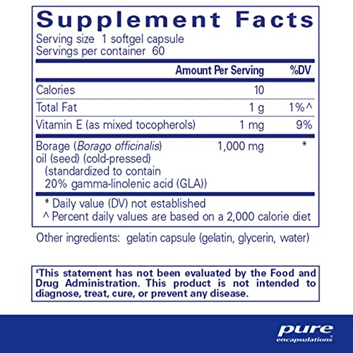 Foto 3 pulgar | Aceite De Borraja Supplement Pure Encapsulations, 60 Cápsulas Blandas - Venta Internacional.