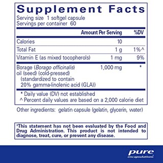 Foto 2 | Aceite De Borraja Supplement Pure Encapsulations, 60 Cápsulas Blandas - Venta Internacional.