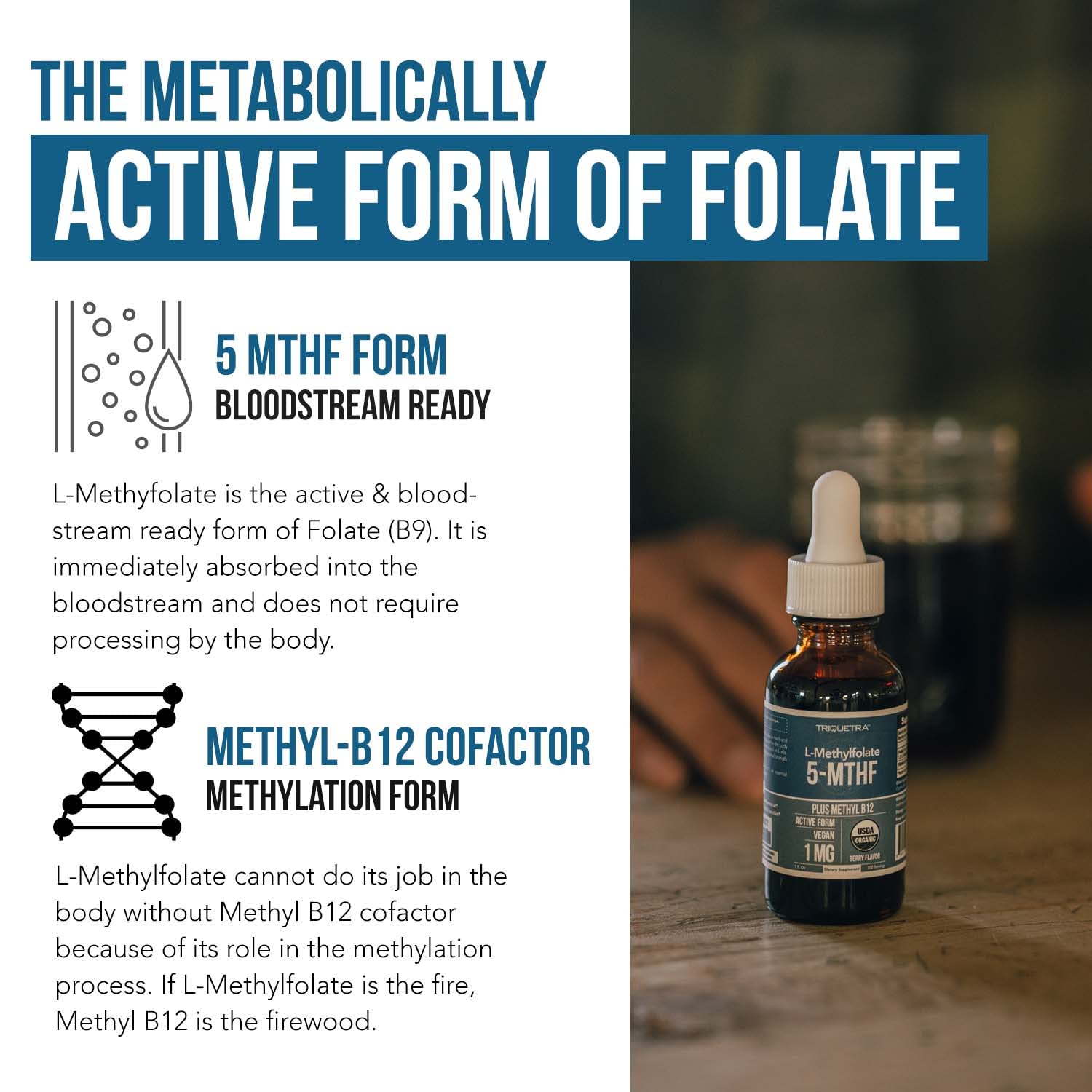 Foto 4 pulgar | Suplemento De Folato De Metilo Orgánico Triquetra Health 1000 Mcg +  - Venta Internacional.