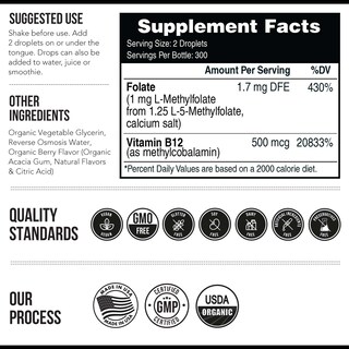 Foto 7 | Suplemento De Folato De Metilo Orgánico Triquetra Health 1000 Mcg + - Venta Internacional.