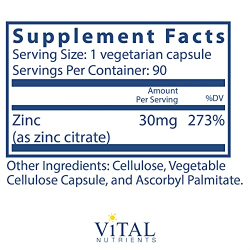 Foto 3 pulgar | Suplemento De Zinc (citrato) De Vital Nutrients 30 Mg 90 Cápsulas - Venta Internacional.