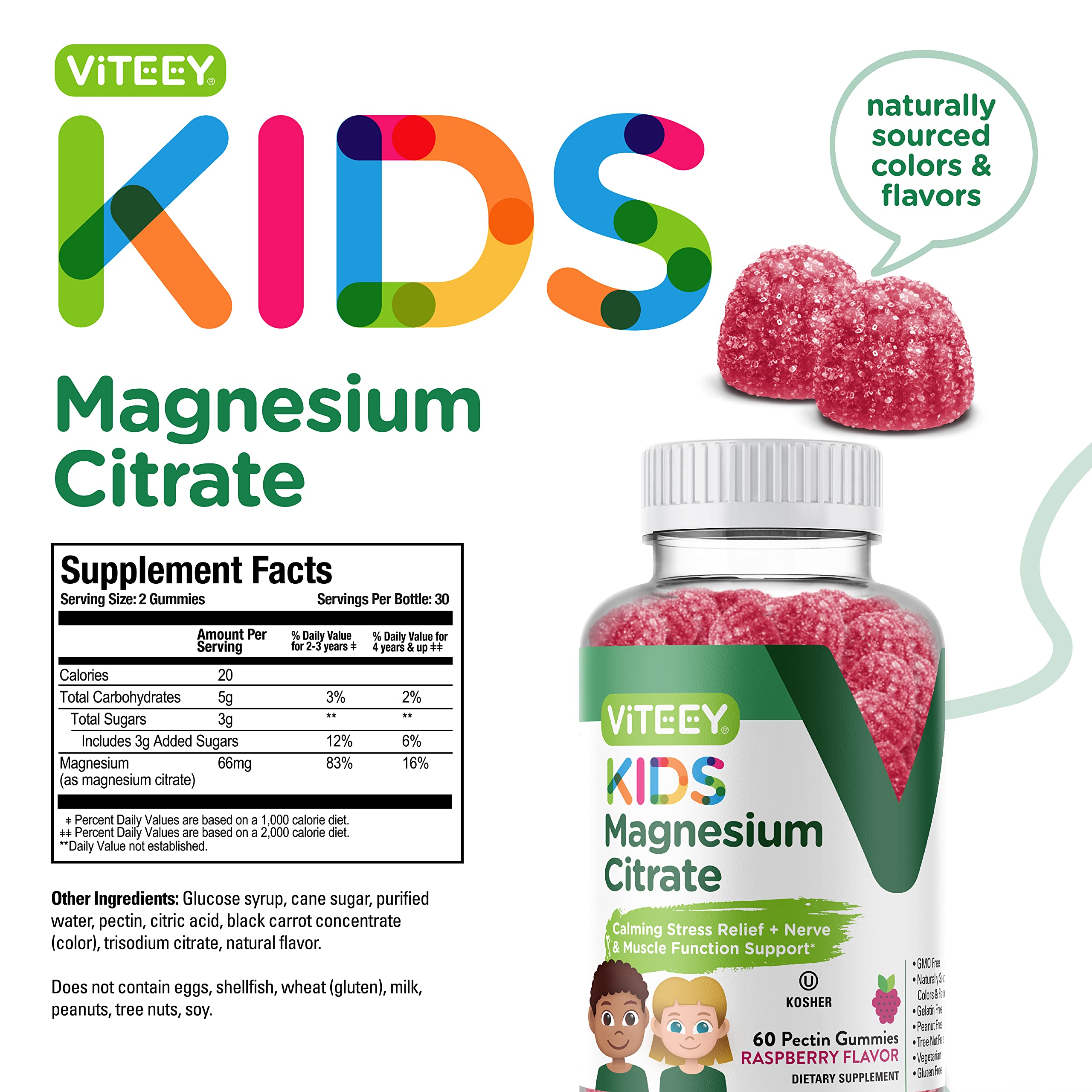 Foto 6 pulgar | [gomitas] Citrato De Magnesio Viteey, 66 Mg, Para Niños, 60 Unidades - Venta Internacional.