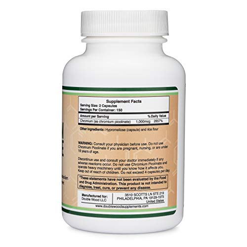Foto 2 | Suplemento De Picolinato De Cromo Double Wood 1000 Mcg 300 Cápsulas - Venta Internacional.