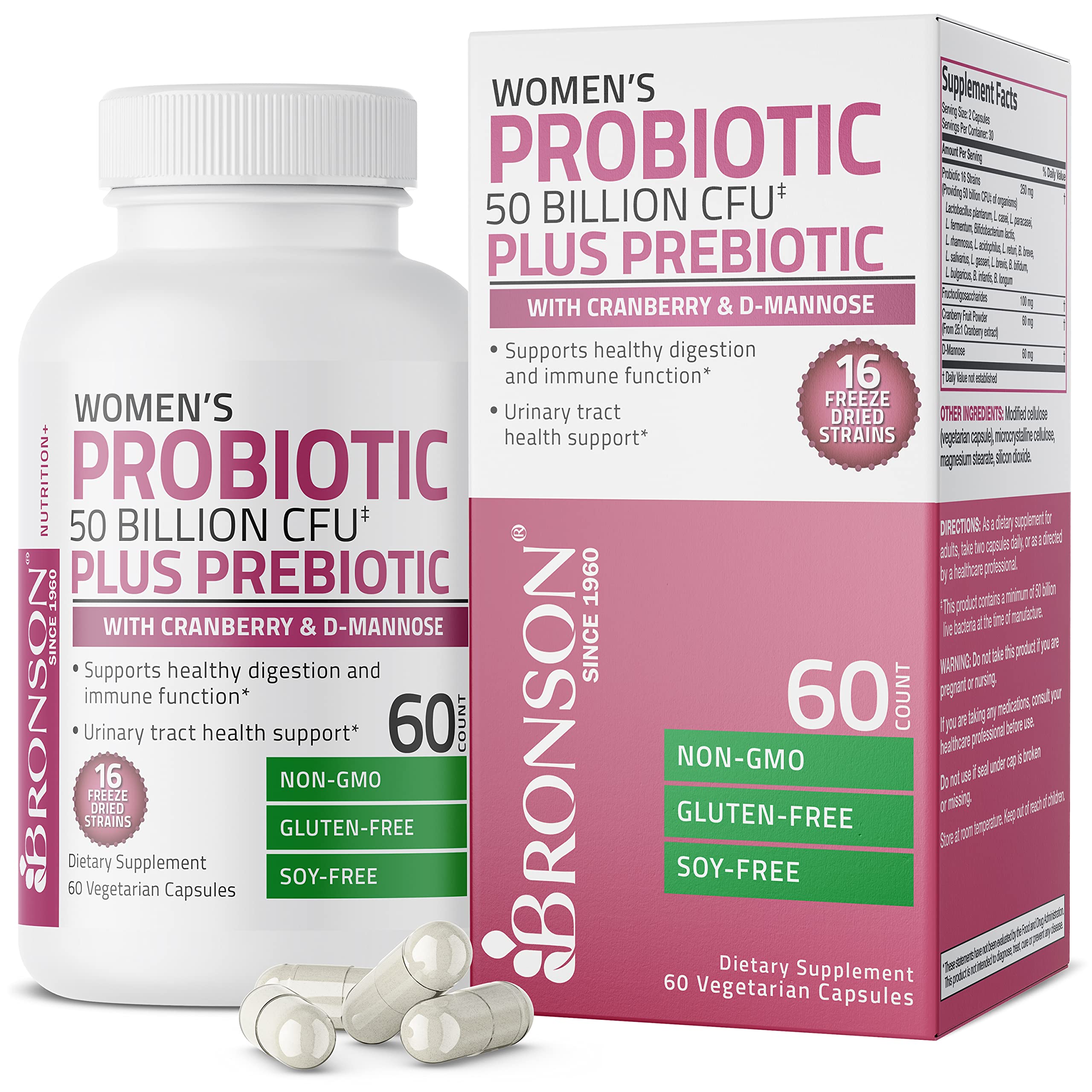 Suplemento Probiótico Bronson Women's De 50 Mil Millones De Cfu + Prebio - Venta Internacional.