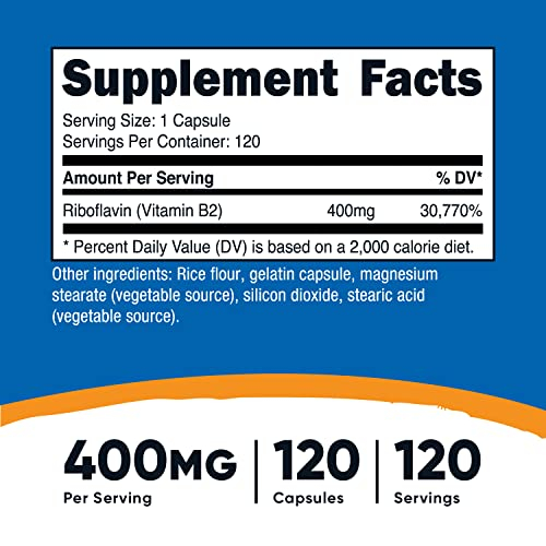 Foto 3 pulgar | Suplemento Nutricost De Vitamina B2 (riboflavina) 400 Mg 120 Cápsulas - Venta Internacional.