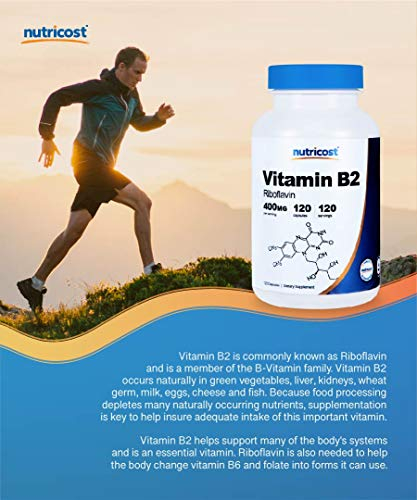 Foto 6 pulgar | Suplemento Nutricost De Vitamina B2 (riboflavina) 400 Mg 120 Cápsulas - Venta Internacional.
