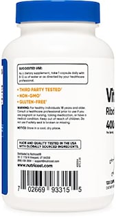 Foto 6 | Suplemento Nutricost De Vitamina B2 (riboflavina) 400 Mg 120 Cápsulas - Venta Internacional.