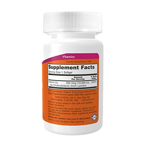 Foto 4 pulgar | Supplement Now Foods Vitamina D-3, 10 000 Ui, 120 Cápsulas Blandas X2 - Venta Internacional.