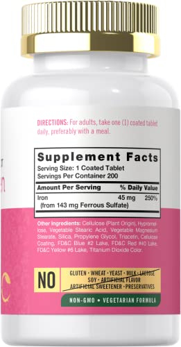Foto 3 pulgar | Suplemento De Hierro Carlyle Para Mujeres 45 Mg 200 Tabletas - Venta Internacional.