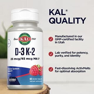 Foto 5 | Suplemento Kal D-3 Y K2 En Comprimidos De 1000 Ui, Sabor A Frambuesa - Venta Internacional.