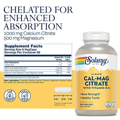 Foto 3 pulgar | Suplemento Solaray De Citrato De Calcio Y Magnesio 2:1 Con Vitamina  - Venta Internacional.