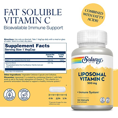 Foto 3 pulgar | Suplemento Solaray De Vitamina C Liposomal, 500 Mg, Vegano, 100 Cápsulas - Venta Internacional.