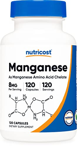 Foto 2 pulgar | Suplemento Nutricost Manganeso Quelado 8 Mg 120 Cápsulas - Venta Internacional.