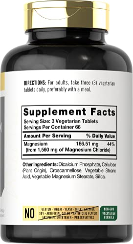 Foto 3 pulgar | Suplemento Carlyle De Cloruro De Magnesio 1560 Mg 200 Tabletas - Venta Internacional.