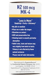 Foto 2 | Suplemento De Vitamina K2 Mk-4 De Fuente Superior, 500 Mcg, 60 Tabletas - Venta Internacional.