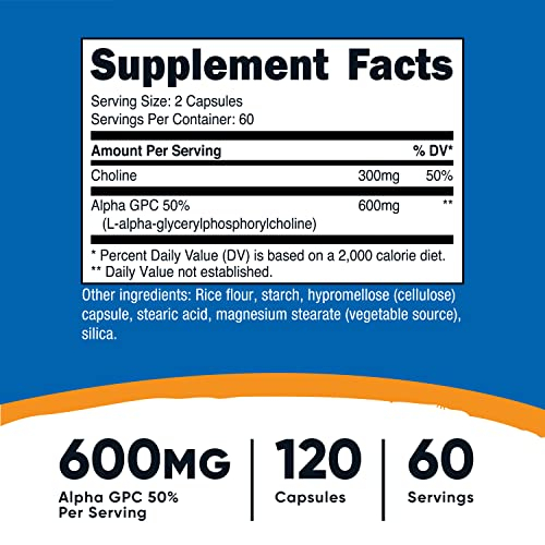 Foto 3 pulgar | Suplemento Nutricost Alpha Gpc 600 Mg 120 Cápsulas Vegetarianas - Venta Internacional.