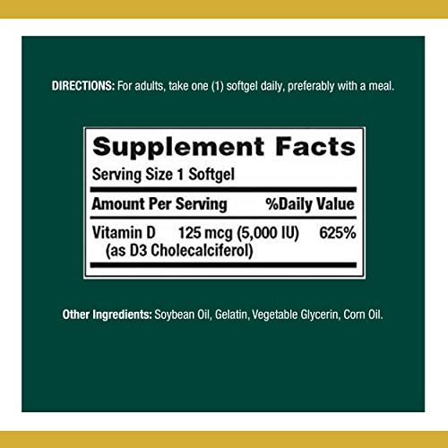 Foto 5 pulgar | Suplemento De Vitamina D3 De Nature's Bounty, 125 Mcg (5000 Ui), 240 G - Venta Internacional.