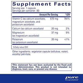 Foto 2 | Suplement Pure Encapsulations, Ácido Ascórbico Tamponado, 90 Cápsulas - Venta Internacional.