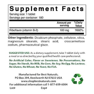 Foto 2 | Suplemento Best Naturals De Vitamina B2 (riboflavina) 100 Mg 180 T - Venta Internacional.