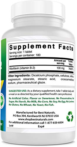 Foto 6 pulgar | Suplemento Best Naturals De Vitamina B2 (riboflavina) 100 Mg 180 T - Venta Internacional.