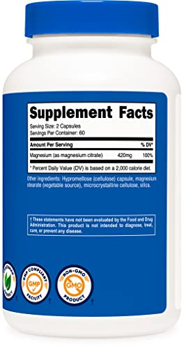 Foto 5 pulgar | Suplemento Nutricost Citrato De Magnesio 420 Mg 120 Cápsulas - Venta Internacional.