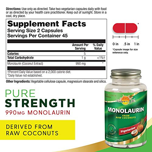 Foto 3 pulgar | Suplemento Nature's Life, Cápsulas De Monolaurina, 990 Mg, 90 Unidades - Venta Internacional.