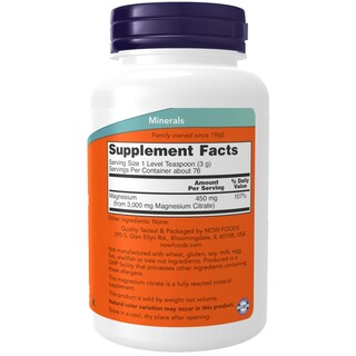 Foto 2 | Supplement Now Citrato De Magnesio En Polvo Puro, 240 Ml - Venta Internacional.