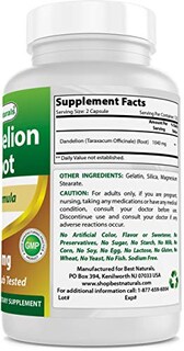 Foto 4 | Suplemento Best Naturals Raíz De Diente De León 520 Mg 250 Cápsulas - Venta Internacional.
