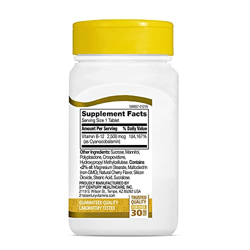 Foto 7 pulgar | Suplemento 21st Century B 12 Tabletas Sublinguales De 2500 Mcg 110c - Venta Internacional.
