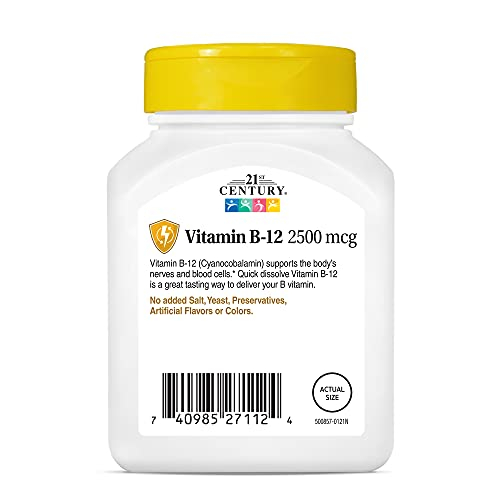 Foto 8 pulgar | Suplemento 21st Century B 12 Tabletas Sublinguales De 2500 Mcg 110c - Venta Internacional.