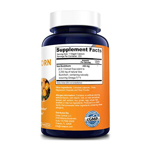 Foto 3 pulgar | Suplemento Nusapure De Espino Amarillo Omega 7 2250 Mg 200 Cápsulas - Venta Internacional.