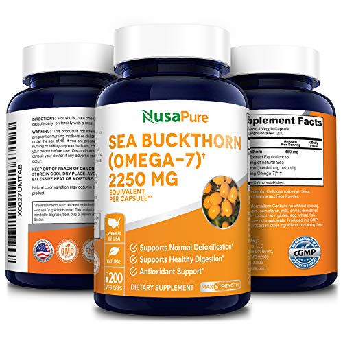 Foto 5 pulgar | Suplemento Nusapure De Espino Amarillo Omega 7 2250 Mg 200 Cápsulas - Venta Internacional.