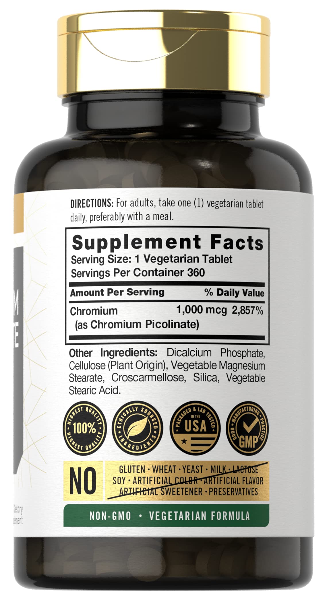 Foto 2 | Suplemento De Picolinato De Cromo Carlyle Ultra, 1000 Mcg, 360 Tabletas - Venta Internacional.