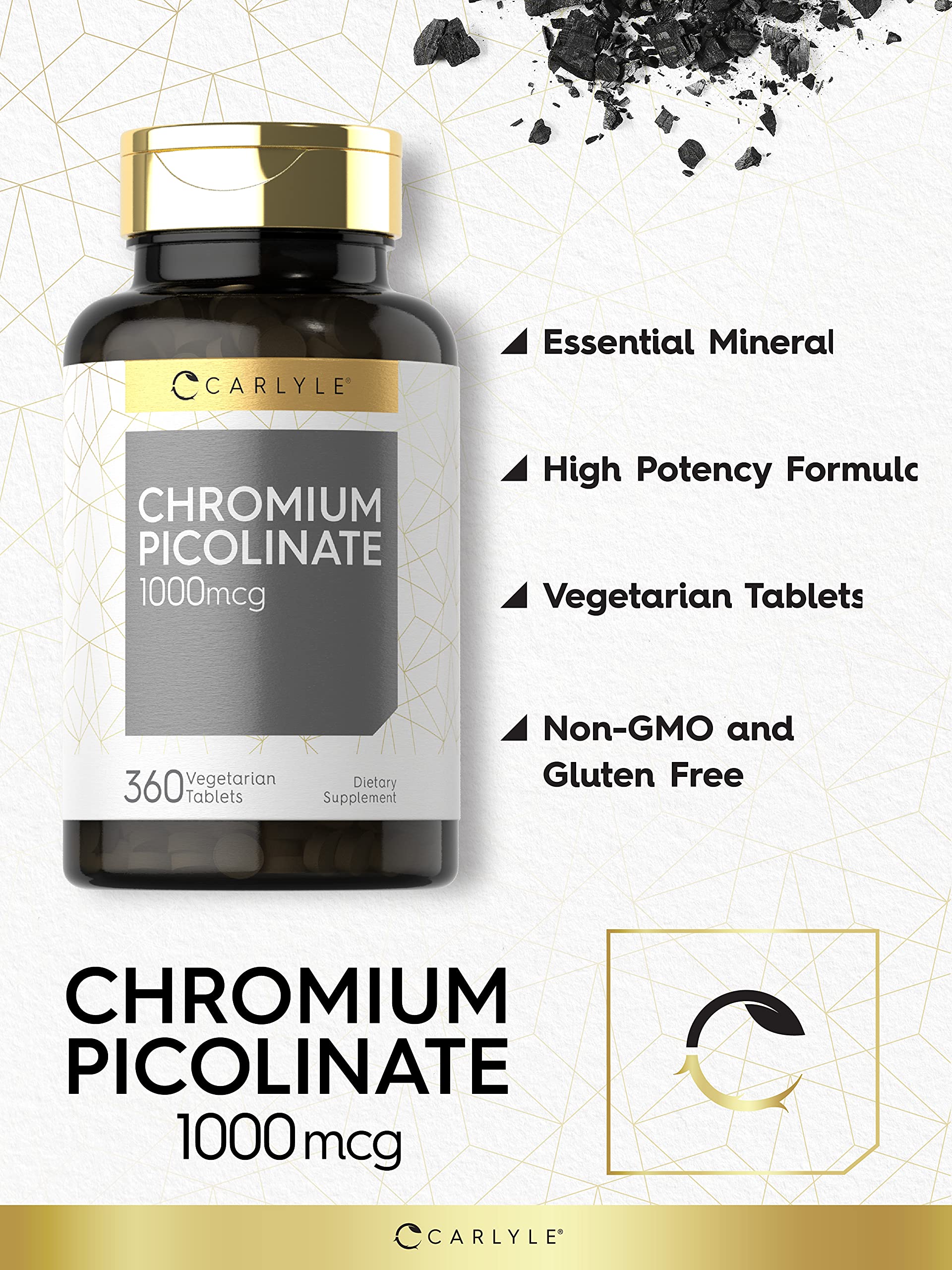 Foto 4 pulgar | Suplemento De Picolinato De Cromo Carlyle Ultra, 1000 Mcg, 360 Tabletas - Venta Internacional.