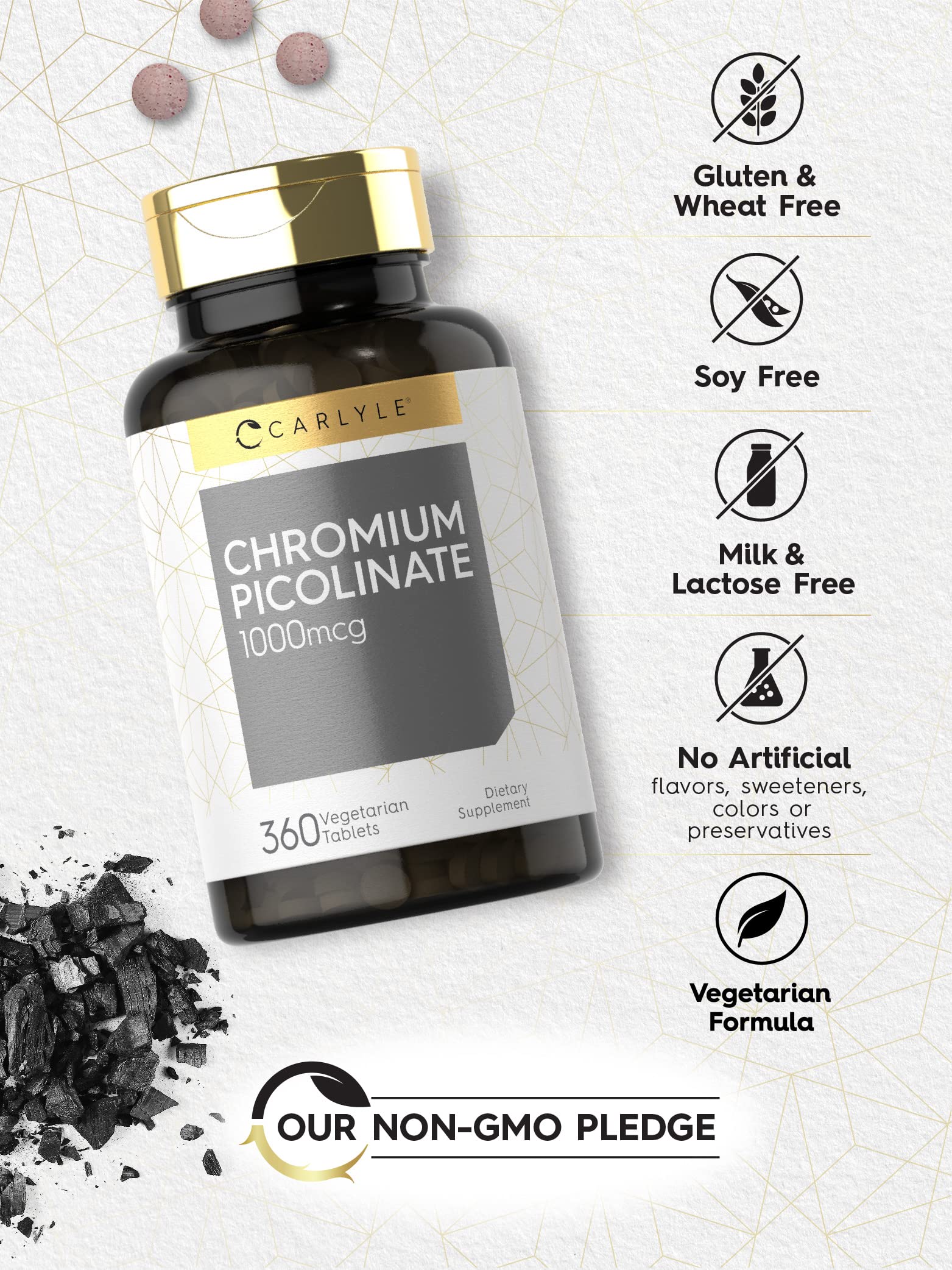 Foto 5 pulgar | Suplemento De Picolinato De Cromo Carlyle Ultra, 1000 Mcg, 360 Tabletas - Venta Internacional.