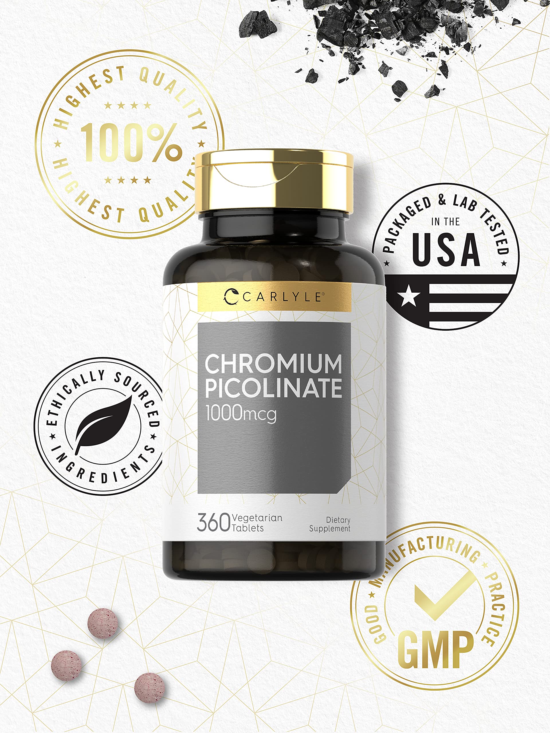 Foto 5 | Suplemento De Picolinato De Cromo Carlyle Ultra, 1000 Mcg, 360 Tabletas - Venta Internacional.