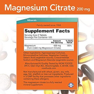 Foto 2 | Suplemento Now Citrato De Magnesio 200 Mg 250 Comprimidos - Venta Internacional.