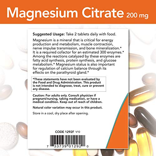 Foto 4 pulgar | Suplemento Now Citrato De Magnesio 200 Mg 250 Comprimidos - Venta Internacional.