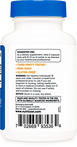 Foto 4 pulgar | Suplemento Nutricost Alpha Gpc 300 Mg 60 Cápsulas Glu Sin Ogm - Venta Internacional.