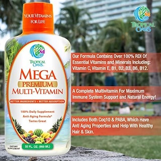Foto 5 | Multivitamínico Líquido Tropical Oasis Mega Premium 32 Porciones - Venta Internacional.