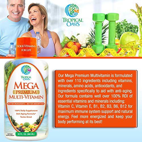 Foto 7 | Multivitamínico Líquido Tropical Oasis Mega Premium 32 Porciones - Venta Internacional.