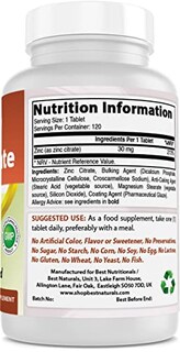 Foto 2 | Suplementos Best Naturals Zinc 30 Mg De Citrato De Zinc 120 Comprimidos - Venta Internacional.