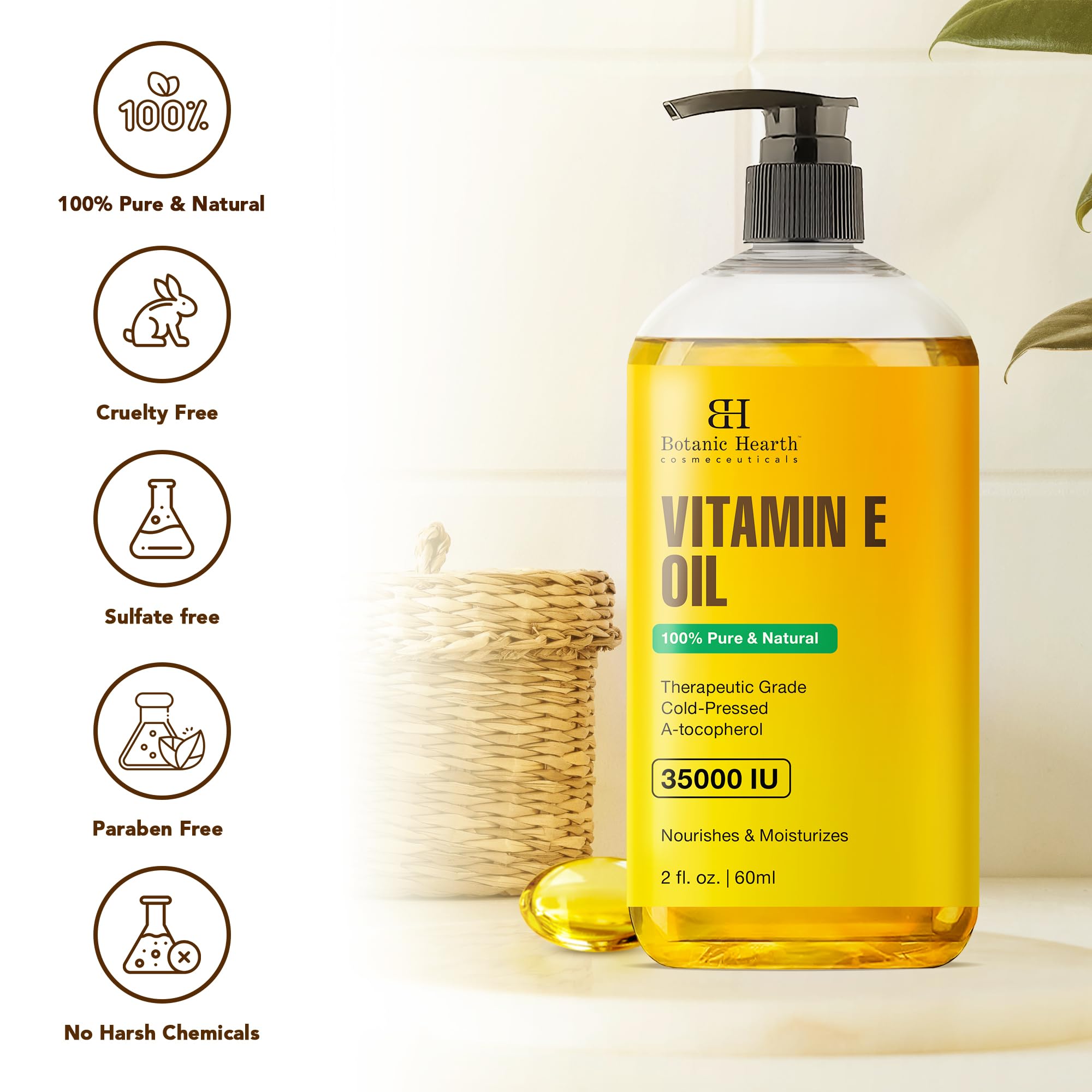 Foto 8 pulgar | Aceite De Vitamina E Botanic Hearth 100% Puro Y Natural, 60 Ml - Venta Internacional.