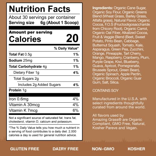 Foto 8 pulgar | Superfood Amazing Grass Kidz Organic Greens Chocolate 180 G - Venta Internacional.