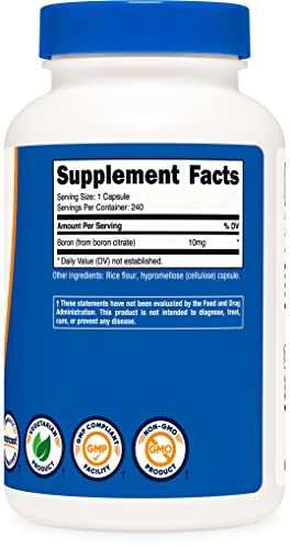 Foto 5 pulgar | Suplemento Nutricost: Cápsulas De Boro, 10 Mg, 240 Cápsulas Veganas - Venta Internacional.