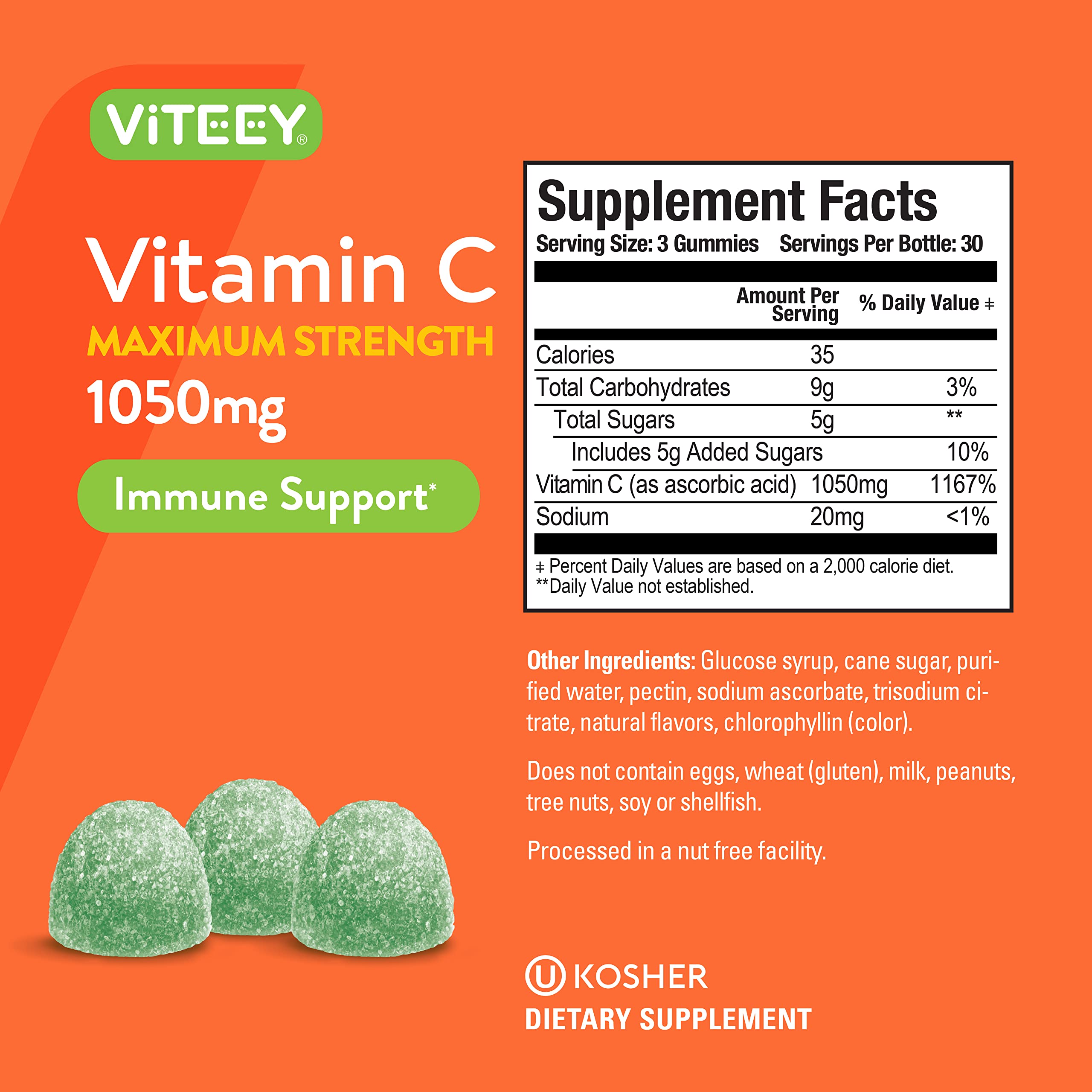 Foto 4 pulgar | Gomitas Viteey Con Vitamina C 1050 Mg De Concentración Máxima 180 Unidades - Venta Internacional.