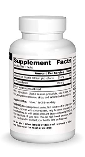 Foto 4 pulgar | Supplement Source Naturals Dlpa Dl-fenilalanina 750 Mg 60 Ta - Venta Internacional.