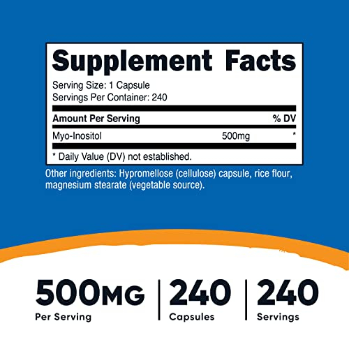 Foto 3 pulgar | Suplemento Nutricost Inositol 500 Mg 240 Cápsulas Vegetarianas - Venta Internacional.