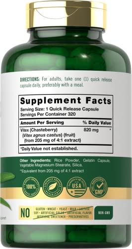 Foto 3 pulgar | Suplemento Carlyle Vitex Sauzgatillo 820 Mg 150 Cápsulas - Venta Internacional.